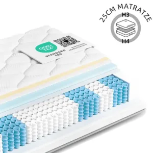 CHICASA Taschenfederkernmatratze – Luxuriöse 7-Zonen Matratze, hoher Komfort, H3/H4, 10 Schichten, 25 cm Höhe