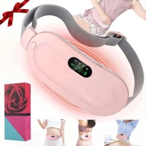 Almohadilla térmica menstrual inalámbrica – Cinturón calefactor con masaje, blanco y rosa | se envía color aleatorio, 3 niveles de calor y 4 modos de vibración para cintura y abdomen durante esos días, ideal como regalo para mujeres